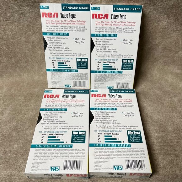 Lot (5) RCA T120H Standard Grade Recordable Video Tapes VHS Blank 6 Hours - Picture 3 of 3